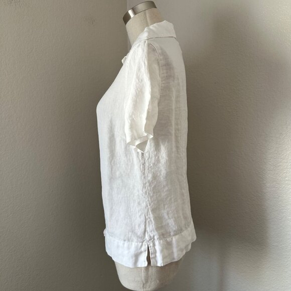 Agolde Fitted Button Up Blouse Short Sleeve Airy Linen Minimalist White Sz S - Picture 4 of 10